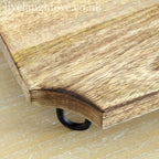 Serving Board Natural Wood Raised Metal Feet