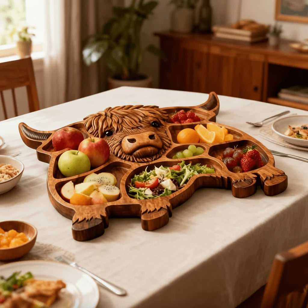 Serving Board Solid Wood Cow Design