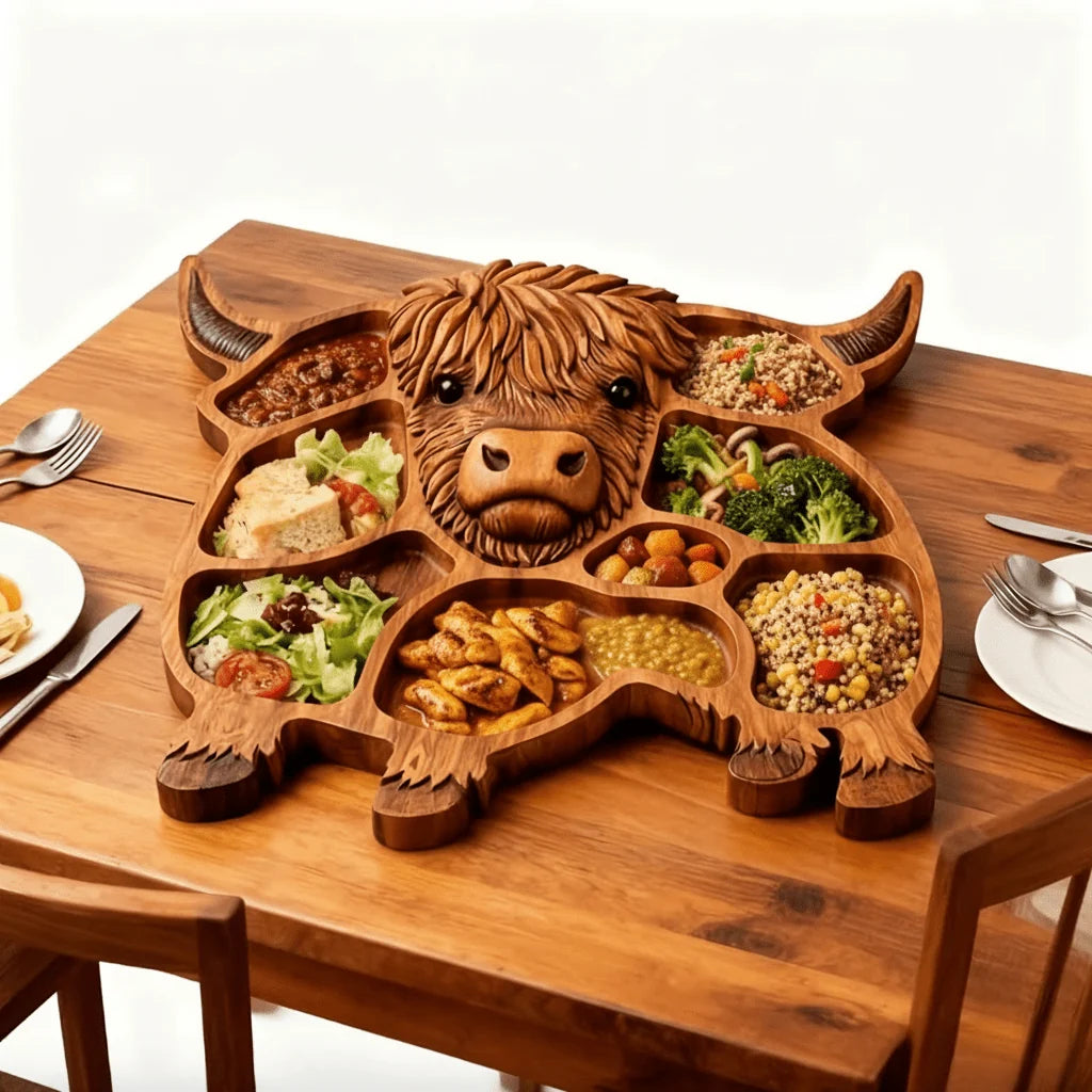 Serving Board Solid Wood Cow Design