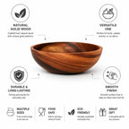 Serving Bowl Solid Wood Handcrafted Multiple Sizes