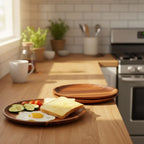 Serving Tray Acacia Wood Round Stackable & Easy-Clean