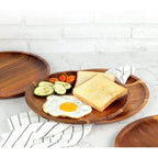 Serving Tray Acacia Wood Round Stackable & Easy-Clean