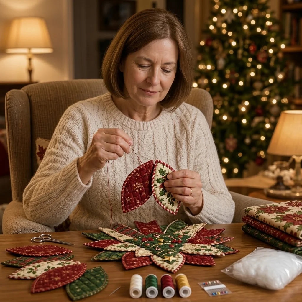 Sewing Kit Hand-Sewn Quilted Fabric Ready To Hang