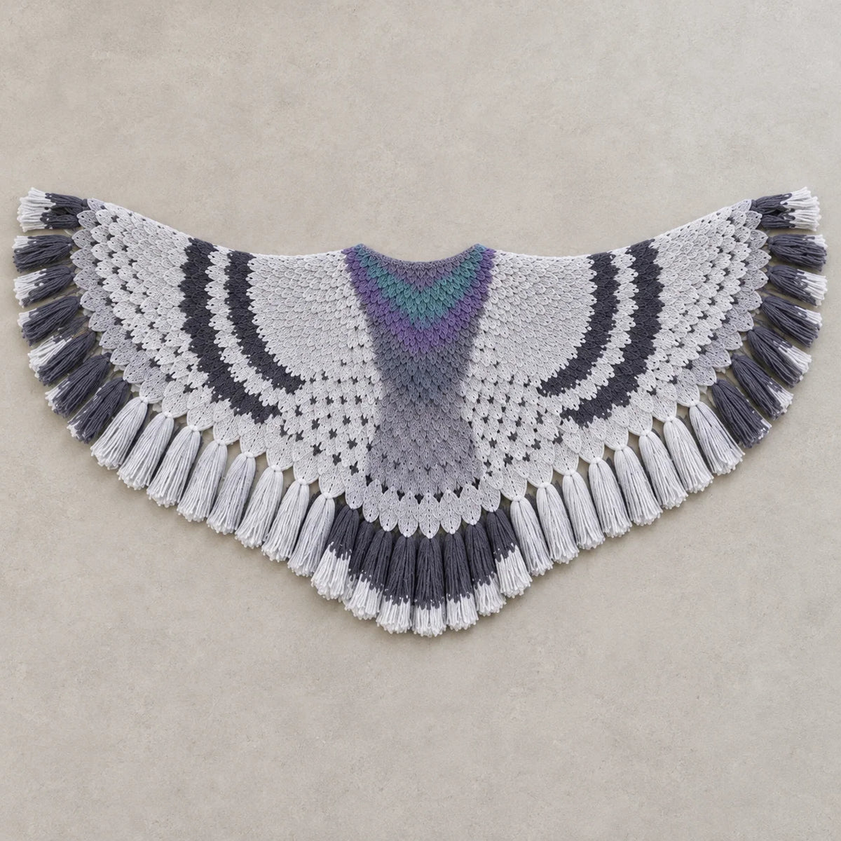 Shawl Wing-Shaped Feather Knit With Tassels