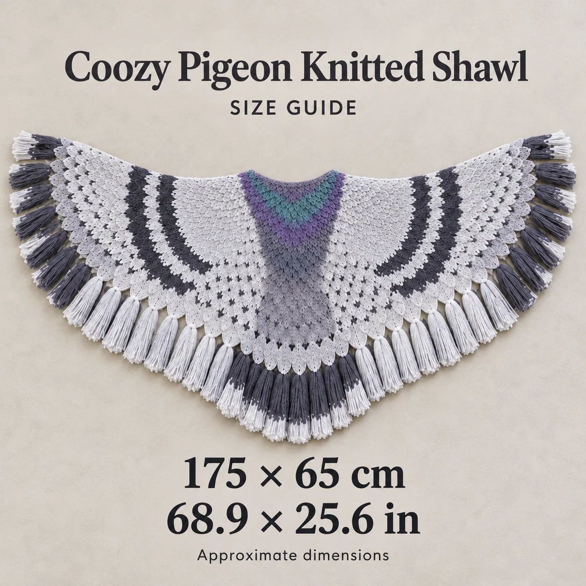 Shawl Wing-Shaped Feather Knit With Tassels