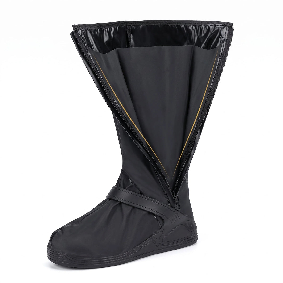 Shoe Covers Waterproof Zipper Closure Treaded Sole Reflective Detail