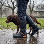 Shoe Covers Waterproof Zipper Closure Treaded Sole Reflective Detail