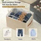 Shoe Organizer Box Transparent Lid Foldable With Dividers