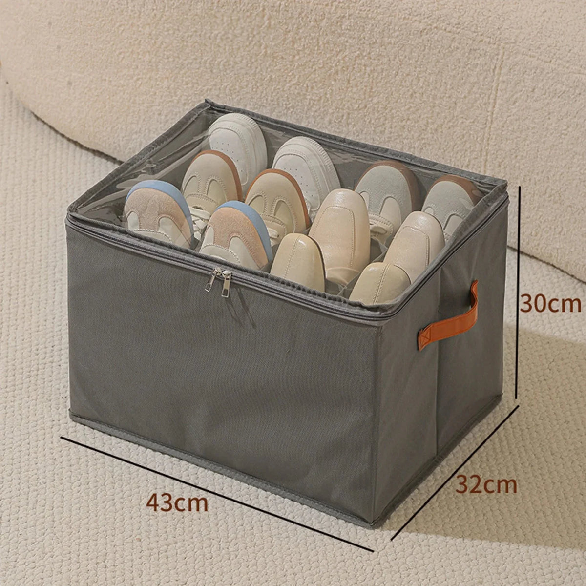 Shoe Organizer Box Transparent Lid Foldable With Dividers