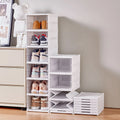Shoe Organizer Cabinet Clear Front Stackable Space-Saving