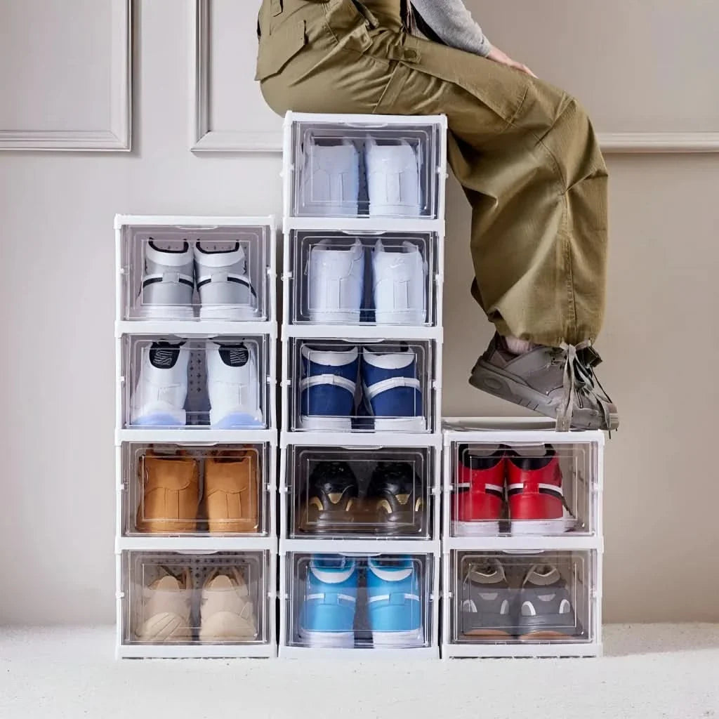 Shoe Organizer Cabinet Clear Front Stackable Space-Saving