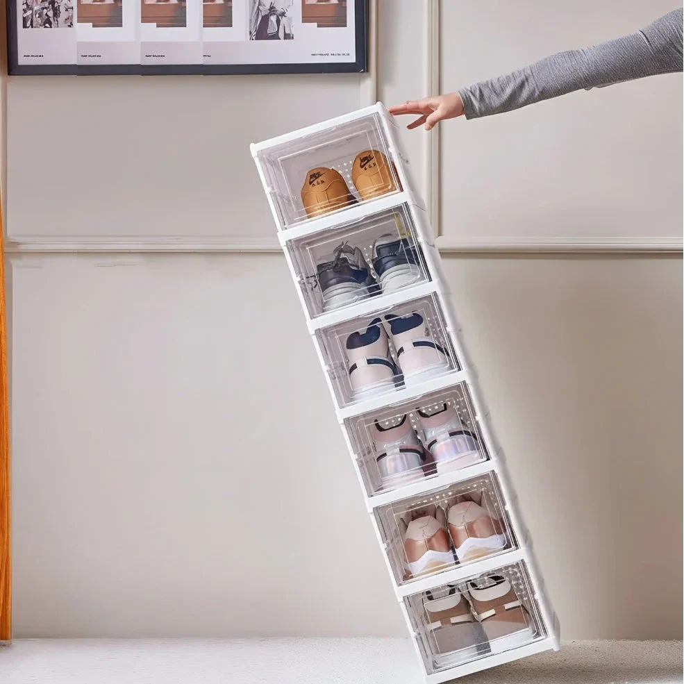 Shoe Organizer Cabinet Clear Front Stackable Space-Saving