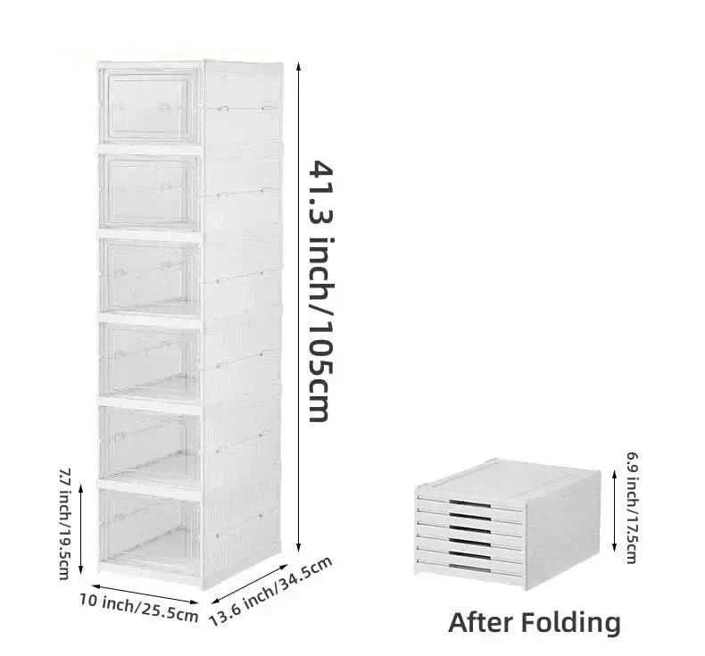Shoe Organizer Cabinet Clear Front Stackable Space-Saving