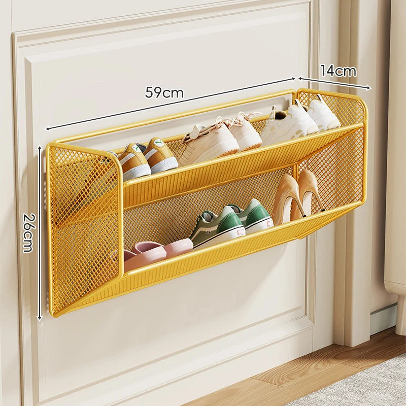 Shoe Shelf Wall-Mounted Fold-Down Ventilated Metal Mesh