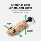 Shoe Stretcher 2-Way Natural Wood & Removable Ball Inserts