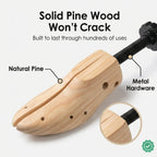 Shoe Stretcher 2-Way Natural Wood & Removable Ball Inserts