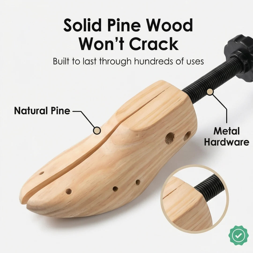 Shoe Stretcher 2-Way Natural Wood & Removable Ball Inserts