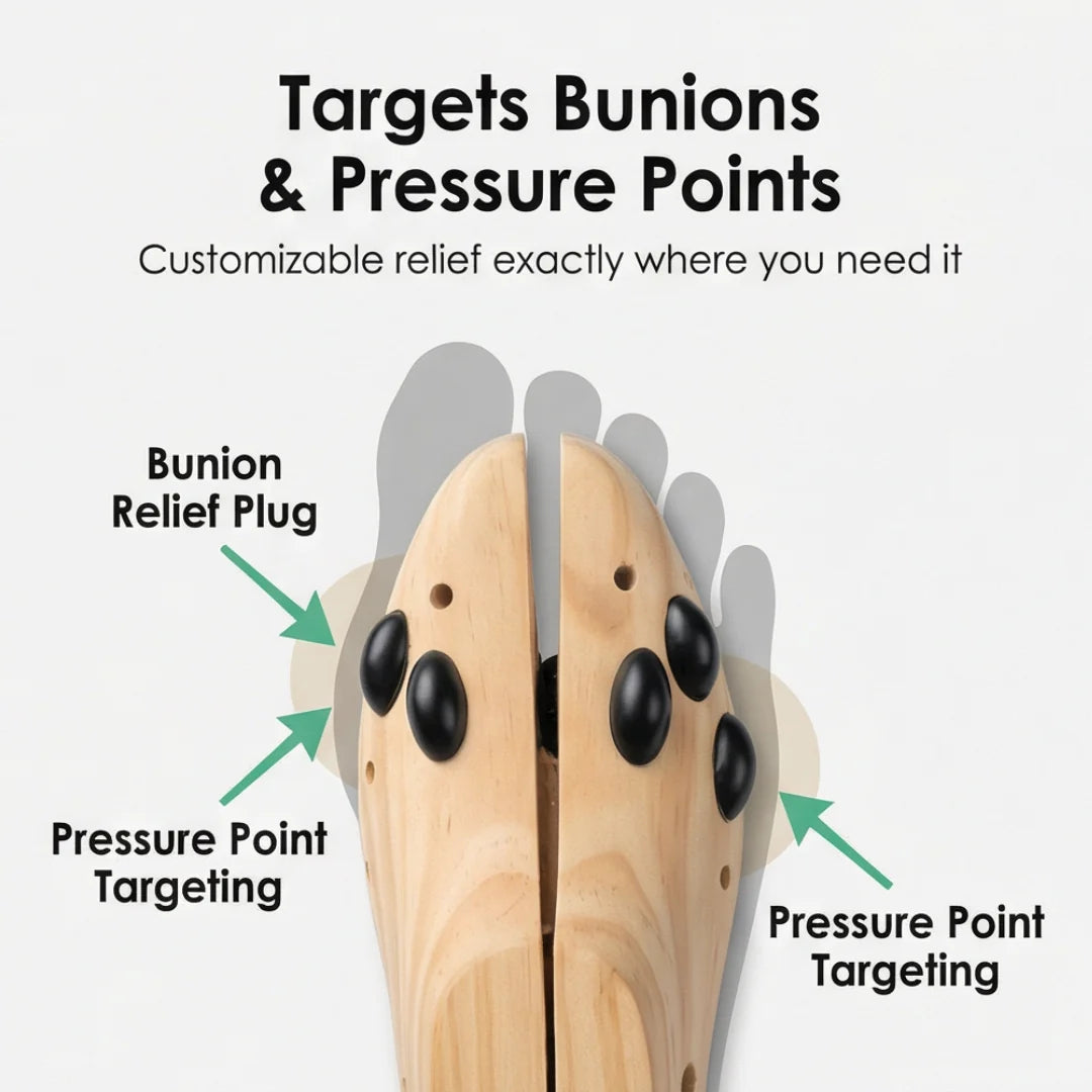 Shoe Stretcher 2-Way Natural Wood & Removable Ball Inserts