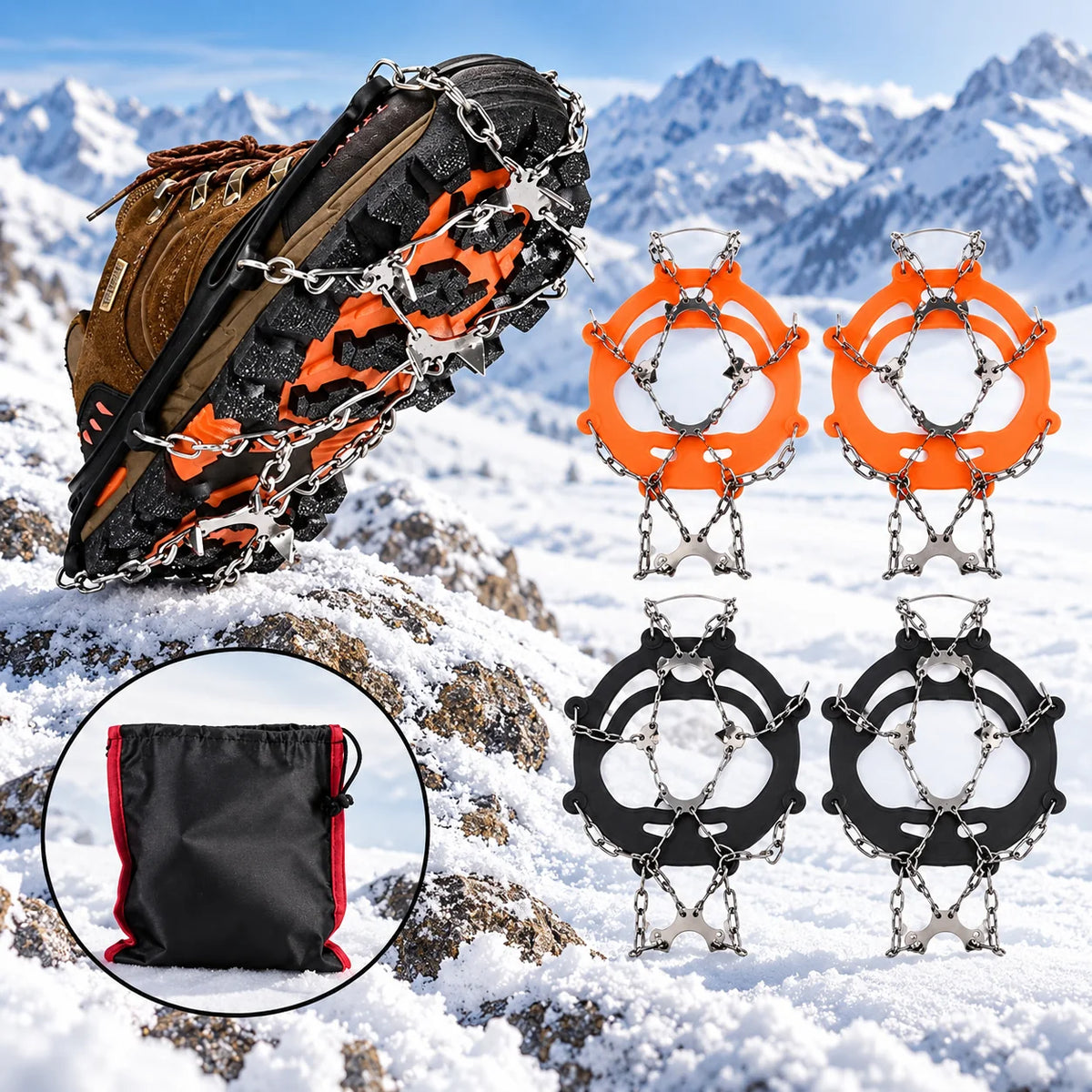 Shoe Traction Cleats Stainless Steel Studs & Stretch Silicone