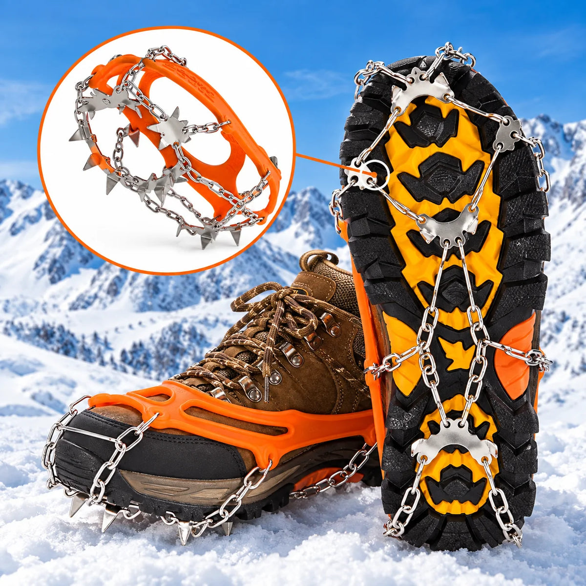 Shoe Traction Cleats Stainless Steel Studs & Stretch Silicone