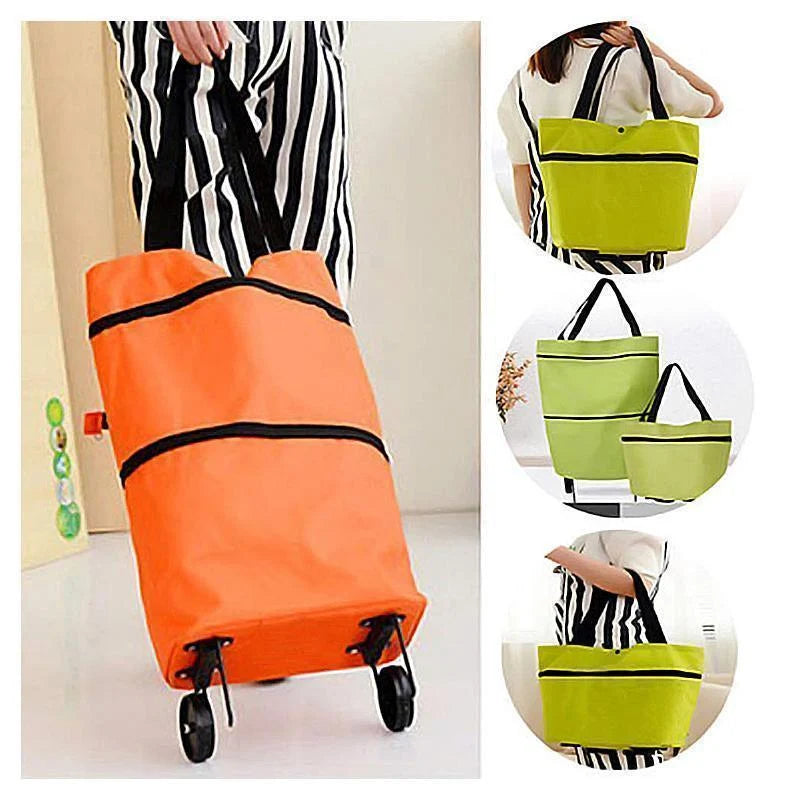 Shopping Trolley Fold-Out Wheels Metal Frame & Oxford Fabric