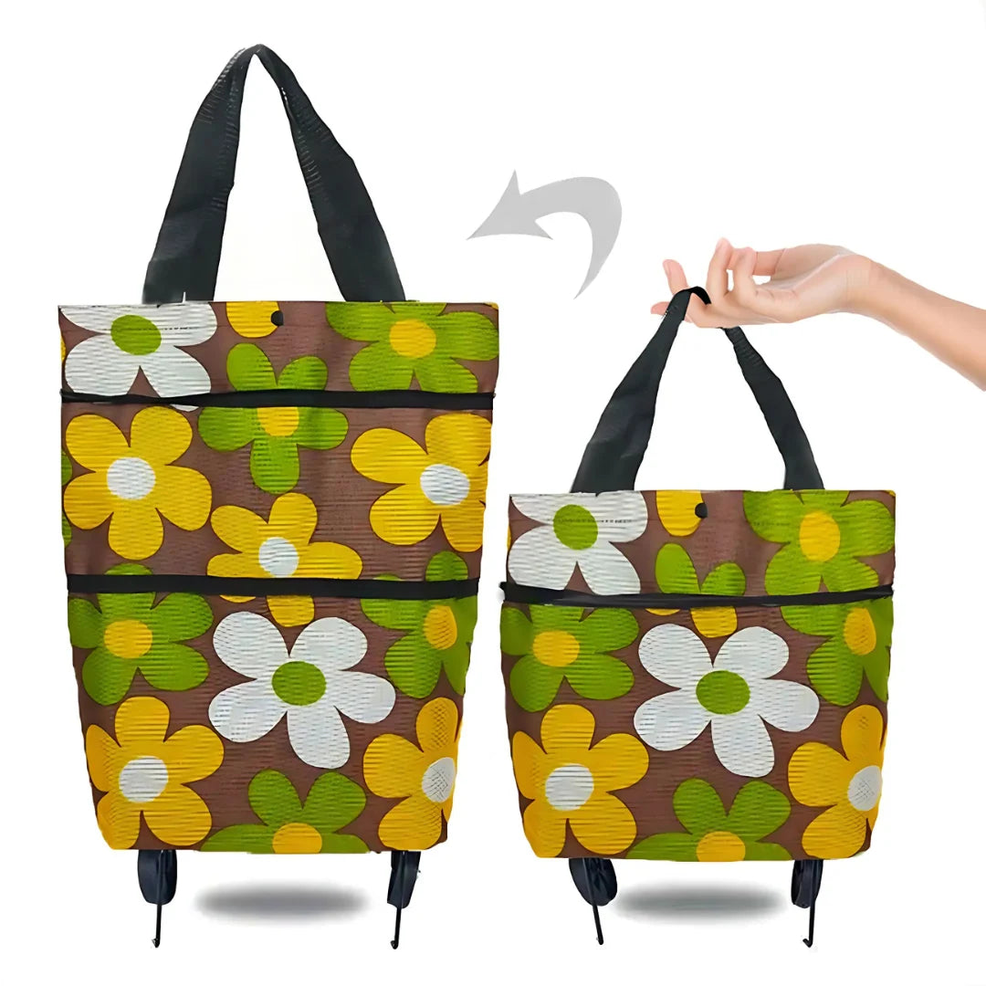 Shopping Trolley Fold-Out Wheels Metal Frame & Oxford Fabric