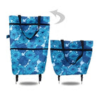 Shopping Trolley Fold-Out Wheels Metal Frame & Oxford Fabric