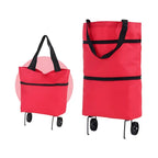 Shopping Trolley Fold-Out Wheels Metal Frame & Oxford Fabric