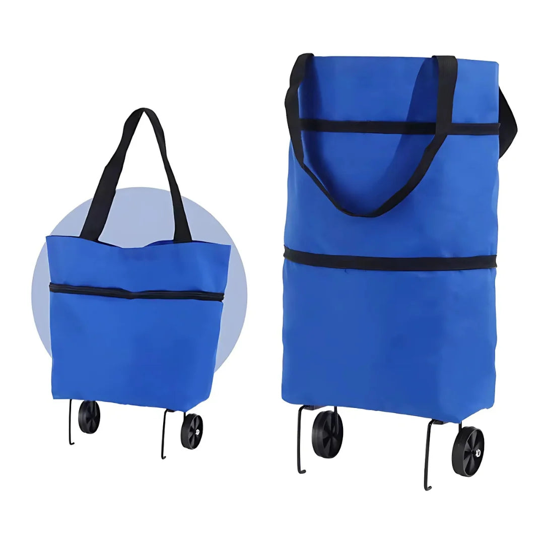 Shopping Trolley Fold-Out Wheels Metal Frame & Oxford Fabric