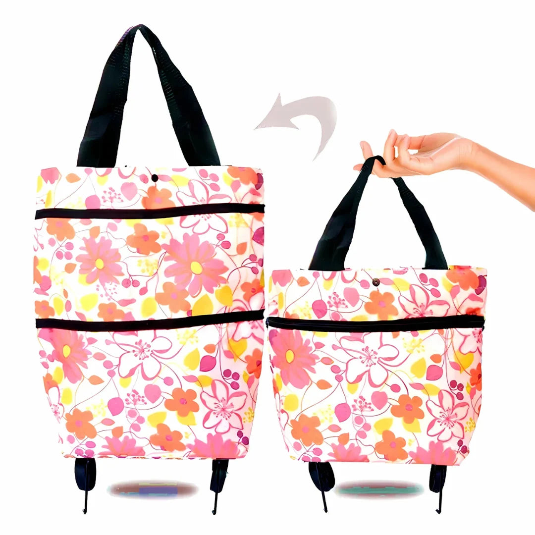 Shopping Trolley Fold-Out Wheels Metal Frame & Oxford Fabric