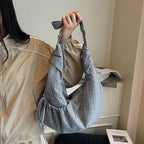 Shoulder Bag Checked Spacious Multiple Pockets