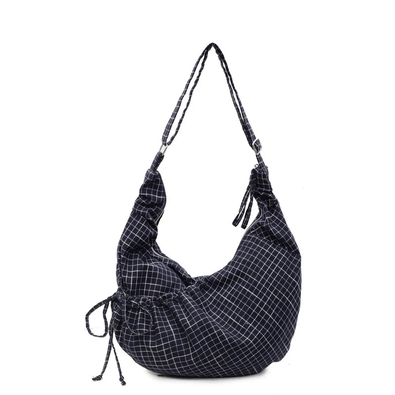 Shoulder Bag Checked Spacious Multiple Pockets