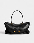 Shoulder Bag Crocodile-Texture Vegan Leather Spacious Interior