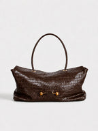 Shoulder Bag Crocodile-Texture Vegan Leather Spacious Interior