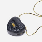 Shoulder Bag Heart-Shaped Quilted Adjustable Chain Strap