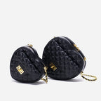 Shoulder Bag Heart-Shaped Quilted Adjustable Chain Strap