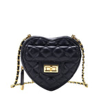 Shoulder Bag Heart-Shaped Quilted Adjustable Chain Strap
