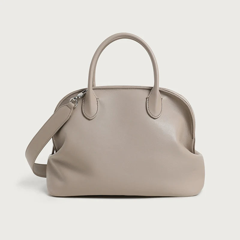 Shoulder Bag Leather Double Handles & Adjustable Strap