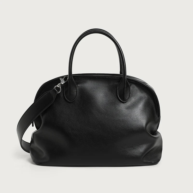 Shoulder Bag Leather Double Handles & Adjustable Strap