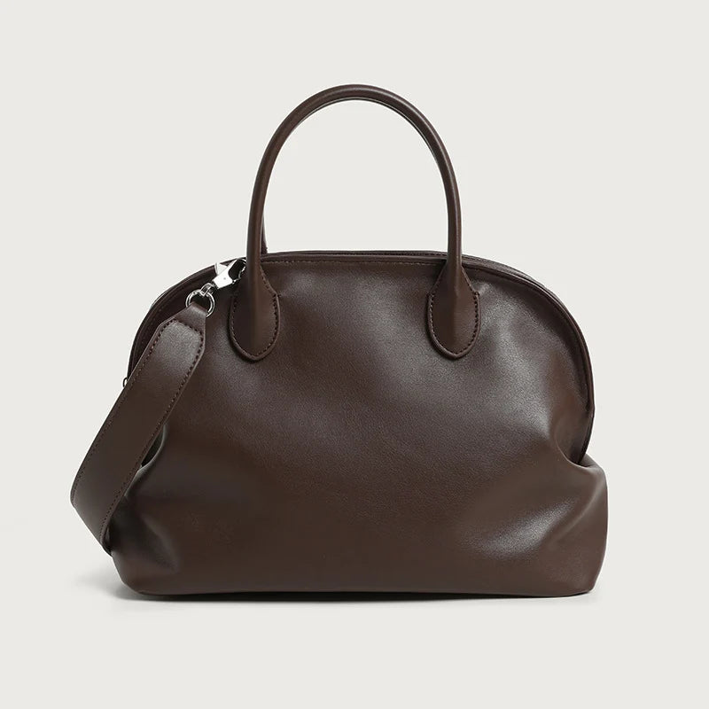 Shoulder Bag Leather Double Handles & Adjustable Strap