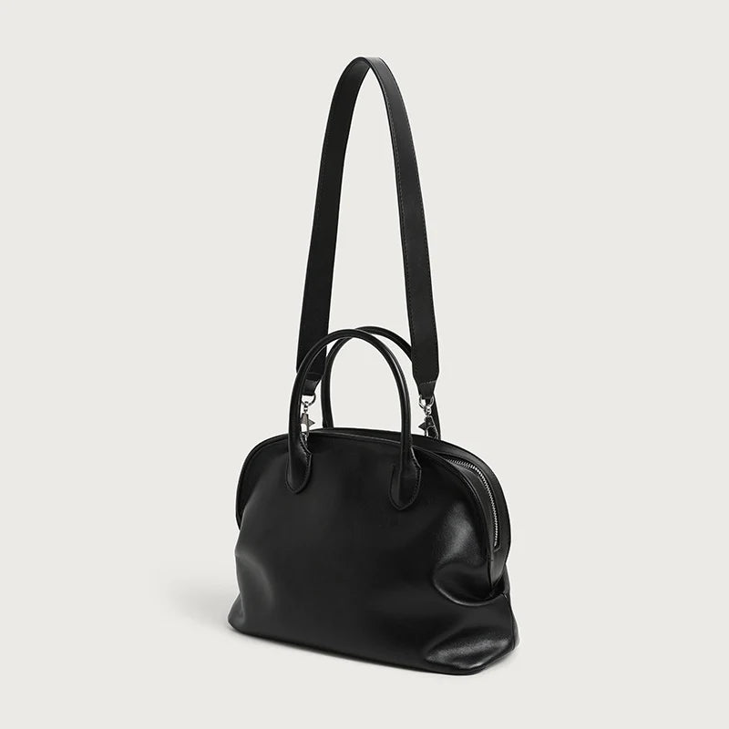 Shoulder Bag Leather Double Handles & Adjustable Strap