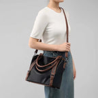 Shoulder Bag PU Leather Padded Laptop Compartment Adjustable Strap