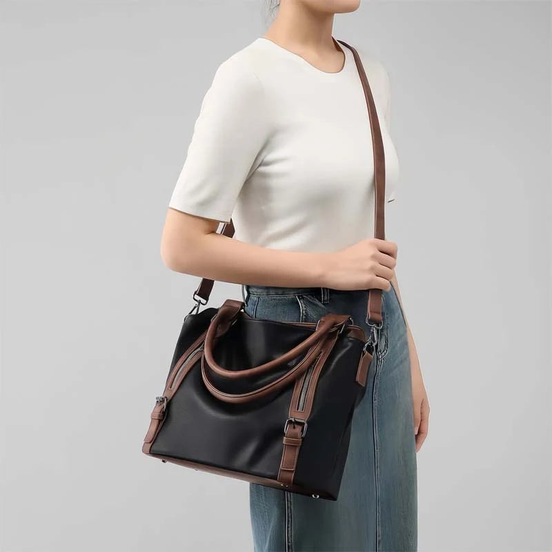 Shoulder Bag PU Leather Padded Laptop Compartment Adjustable Strap