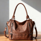 Shoulder Bag PU Leather Padded Laptop Compartment Adjustable Strap