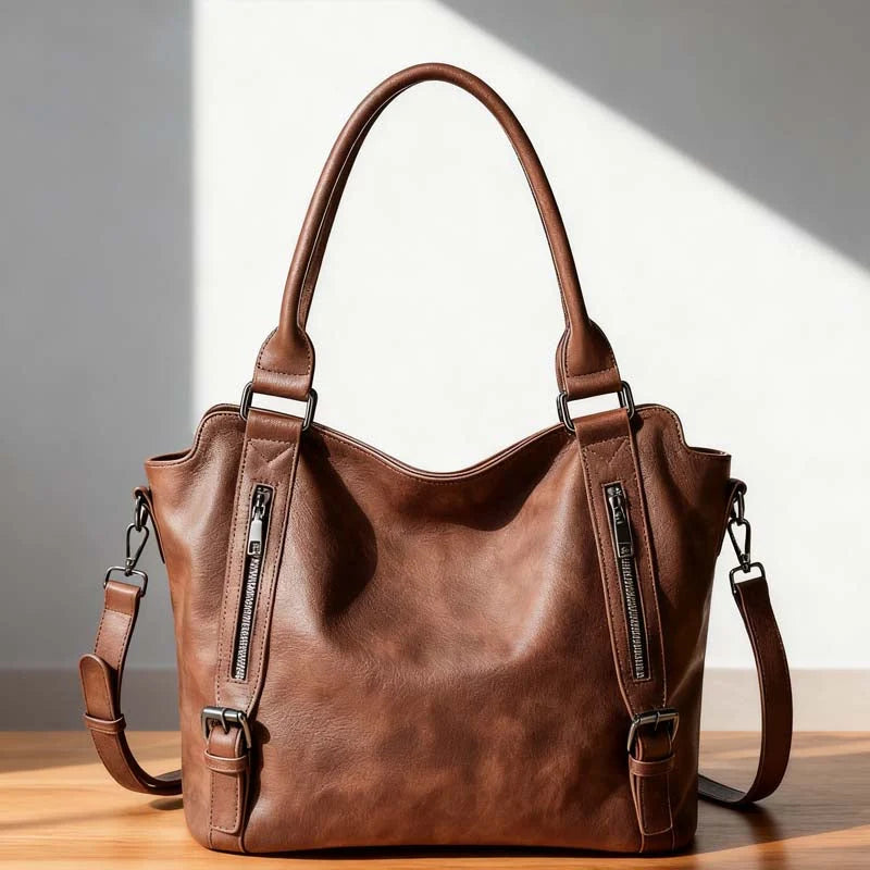 Shoulder Bag PU Leather Padded Laptop Compartment Adjustable Strap