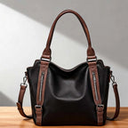 Shoulder Bag PU Leather Padded Laptop Compartment Adjustable Strap