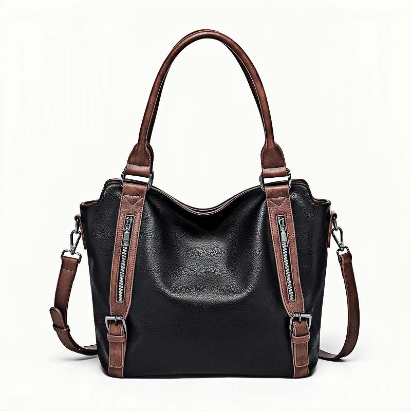 Shoulder Bag PU Leather Padded Laptop Compartment Adjustable Strap