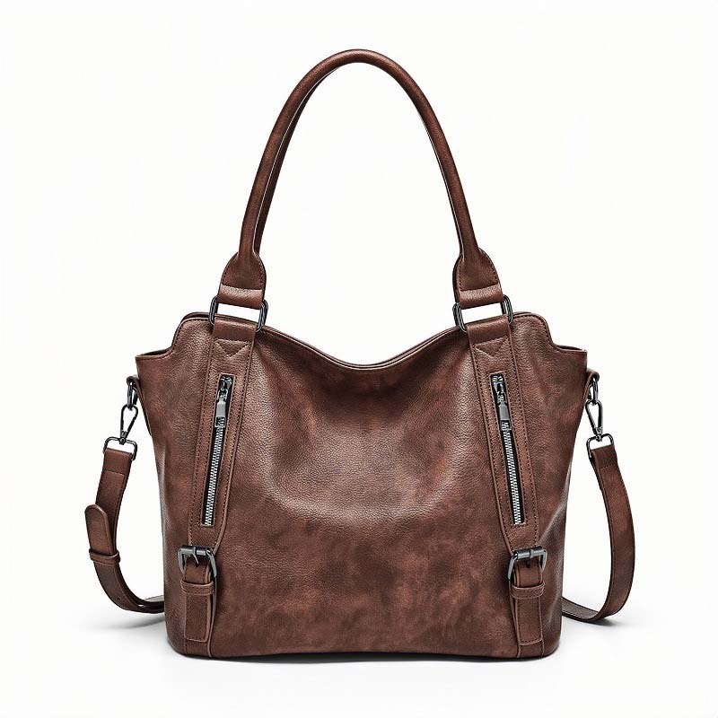 Shoulder Bag PU Leather Padded Laptop Compartment Adjustable Strap