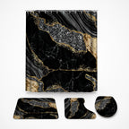 Shower Curtain Set Waterproof Marble Print Multiple Sizes