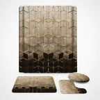 Shower Curtain Set Waterproof Marble Print Multiple Sizes
